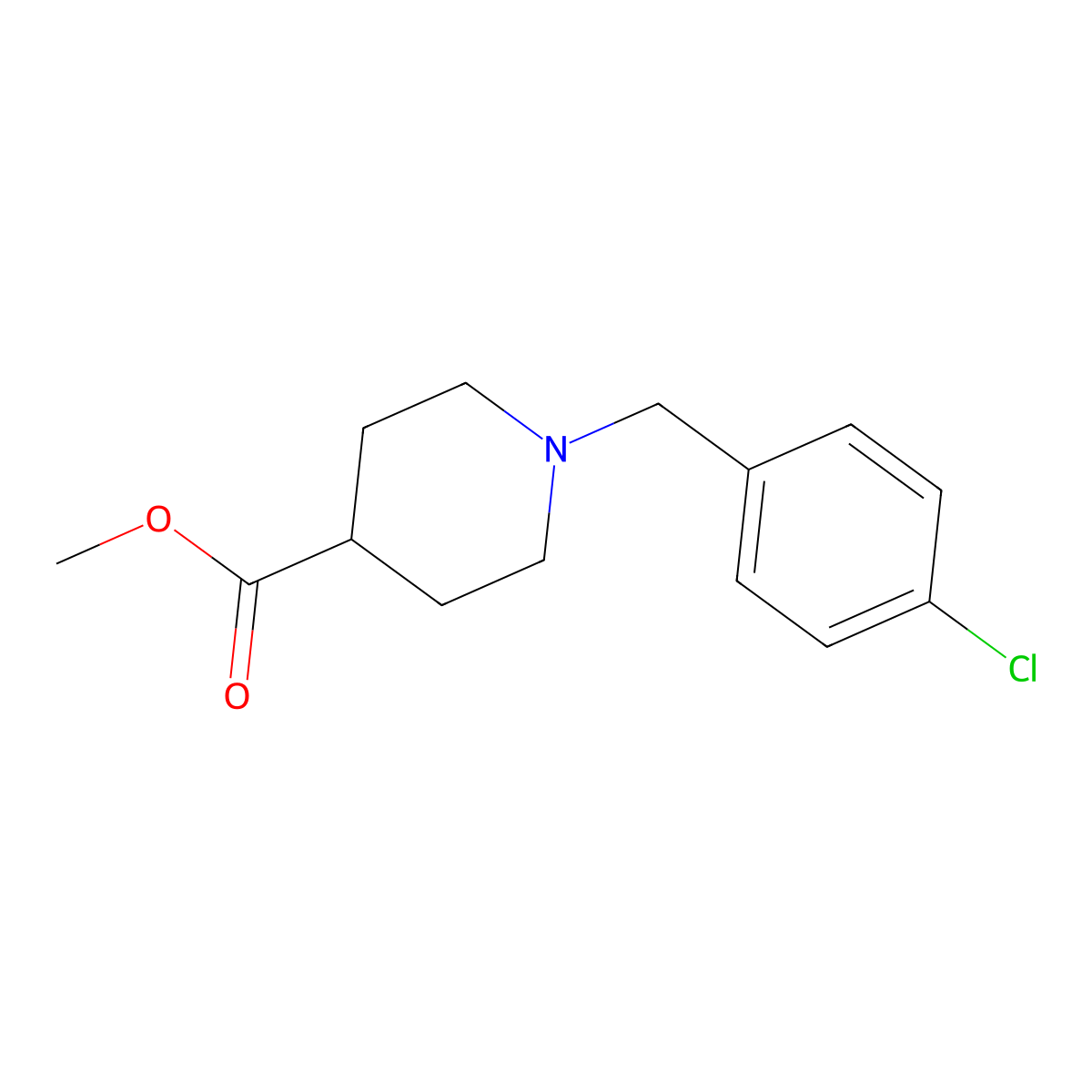 Methyl 1-[(4-chlorophenyl)methyl]piperidine-4-carboxylate molecular structure, CAS 1057276-20-6