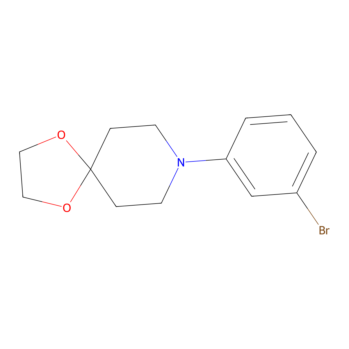 8-(3-Bromophenyl)-1,4-dioxa-8-azaspiro[4.5]decane molecular structure, CAS 1057281-16-9