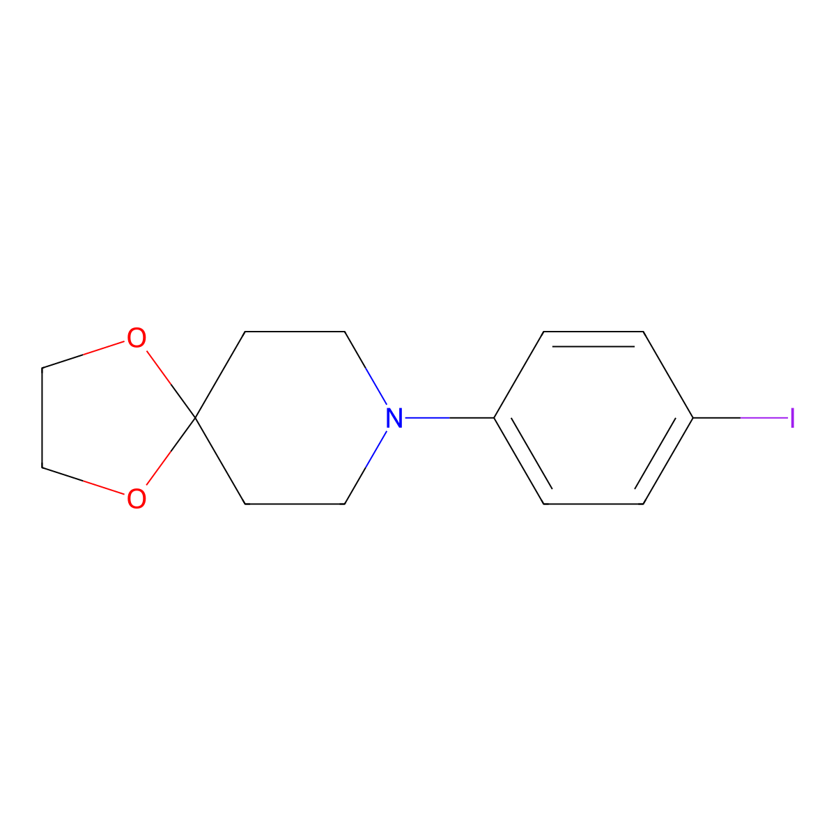 1,4-Dioxa-8-azaspiro[4.5]decane, 8-(4-iodophenyl)- molecular structure, CAS 1057281-18-1