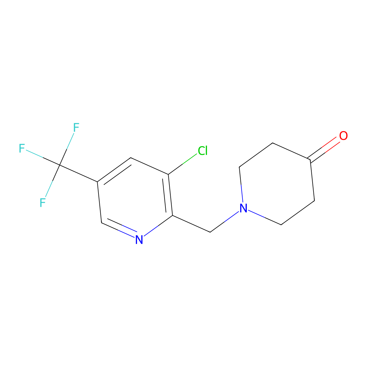 1-((3-Chloro-5-(trifluoromethyl)pyridin-2-yl)methyl)piperidin-4-one molecular structure, CAS 1057282-45-7