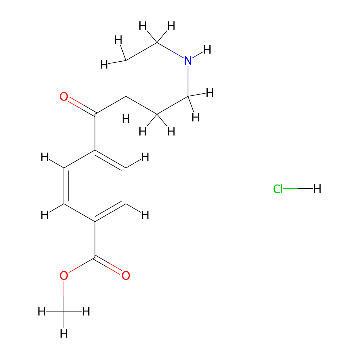 Methyl 4-(piperidine-4-carbonyl)benzoate hydrochloride molecular structure, CAS 1057307-56-8