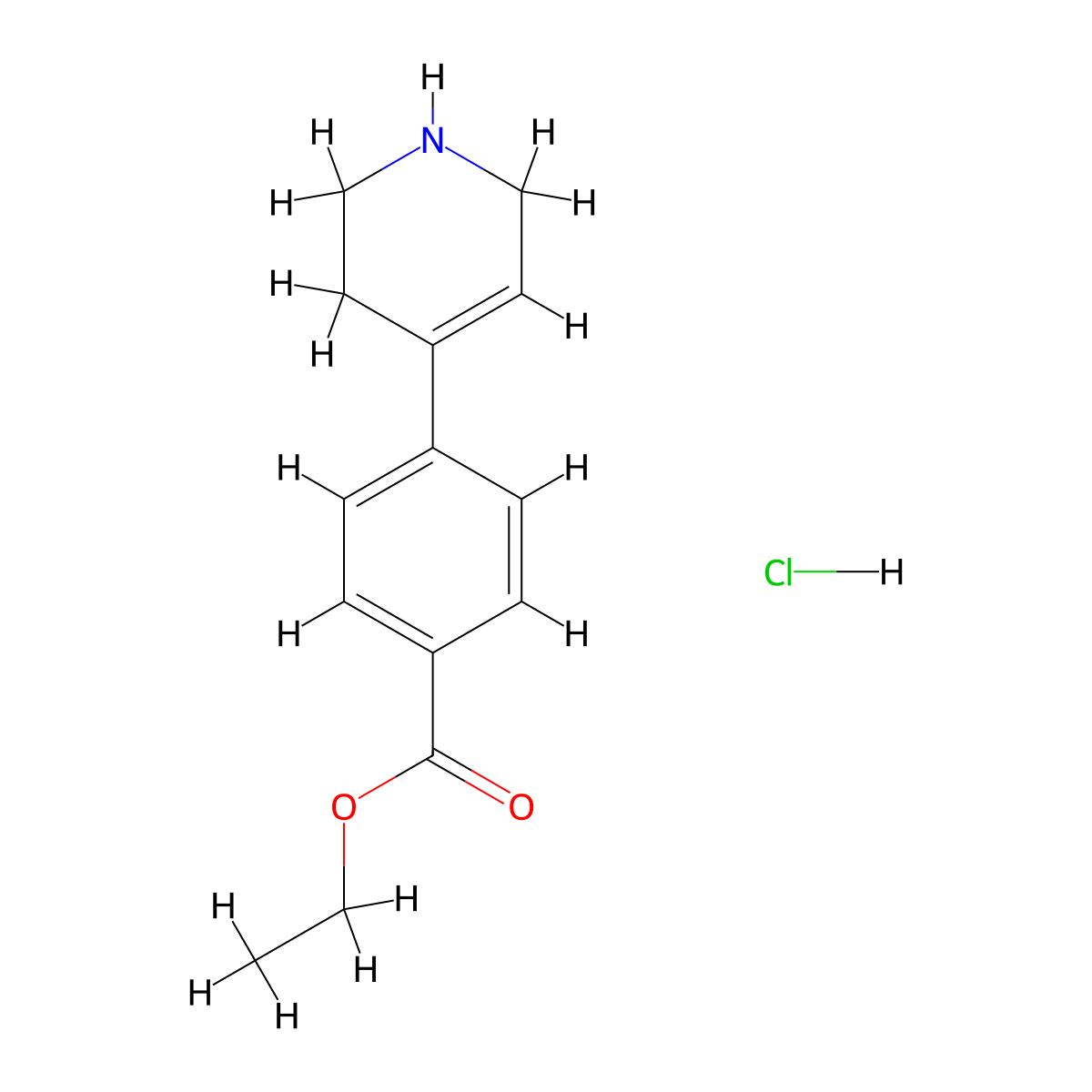 Ethyl 4-(1,2,3,6-tetrahydropyridin-4-yl)benzoate hydrochloride molecular structure, CAS 1057307-66-0