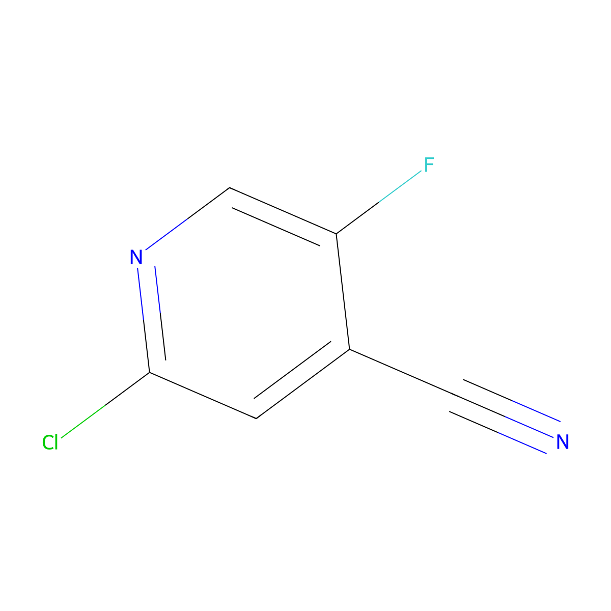 2-Chloro-5-fluoropyridine-4-carbonitrile molecular structure, CAS 1057319-20-6