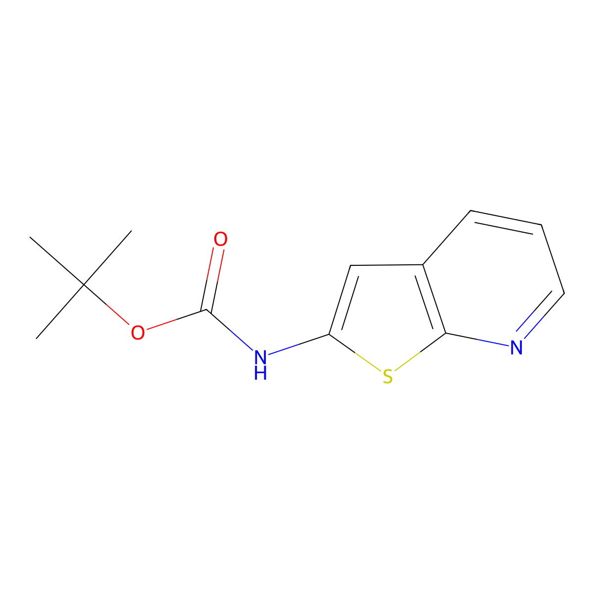 tert-butyl N-{thieno[2,3-b]pyridin-2-yl}carbamate molecular structure, CAS 1057326-93-8