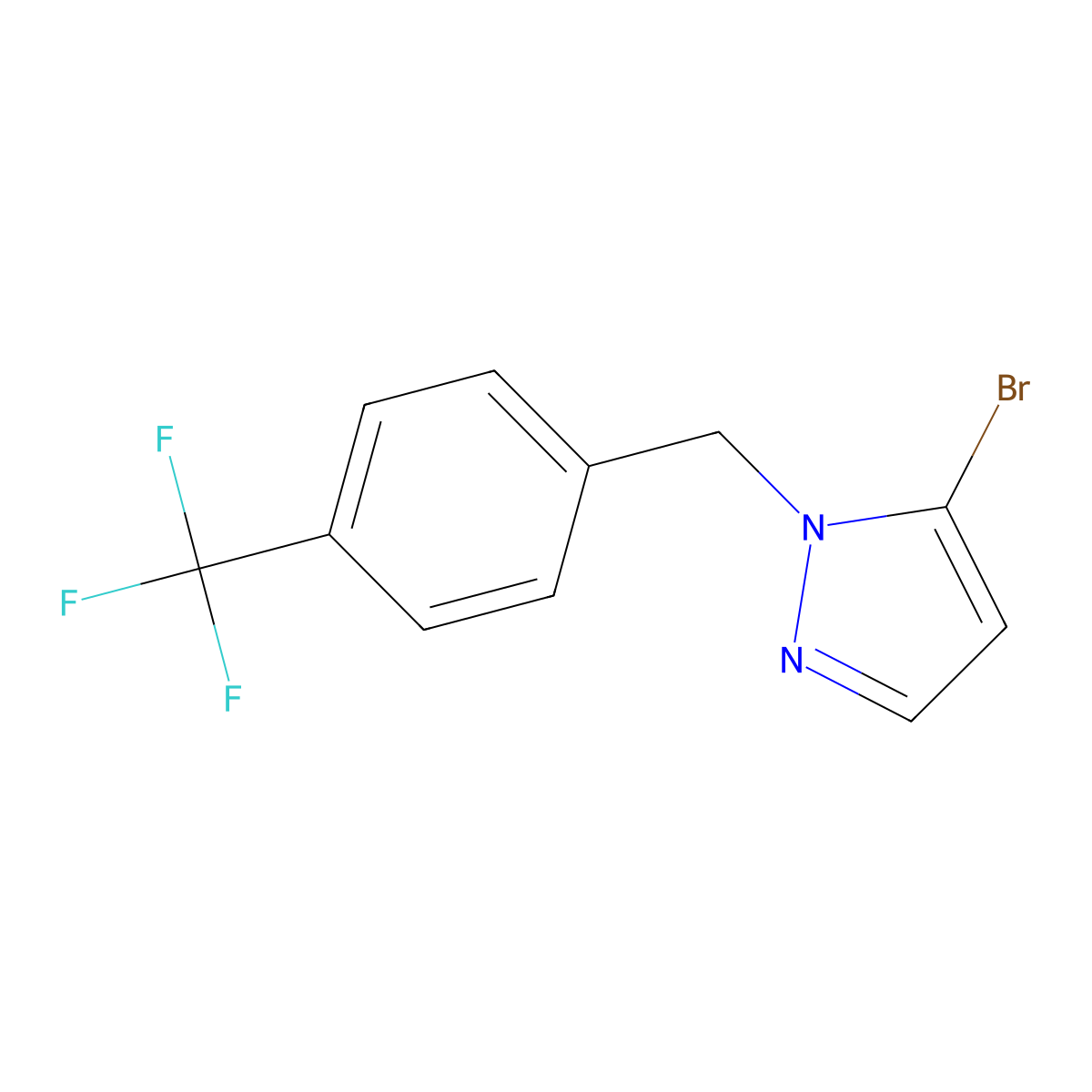 5-Bromo-1-(4-(trifluoromethyl)benzyl)-1H-pyrazole molecular structure, CAS 1057383-73-9