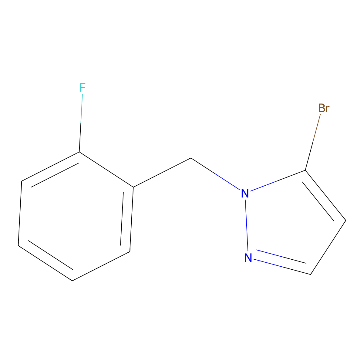 5-Bromo-1-(2-fluorobenzyl)-1H-pyrazole molecular structure, CAS 1057383-75-1