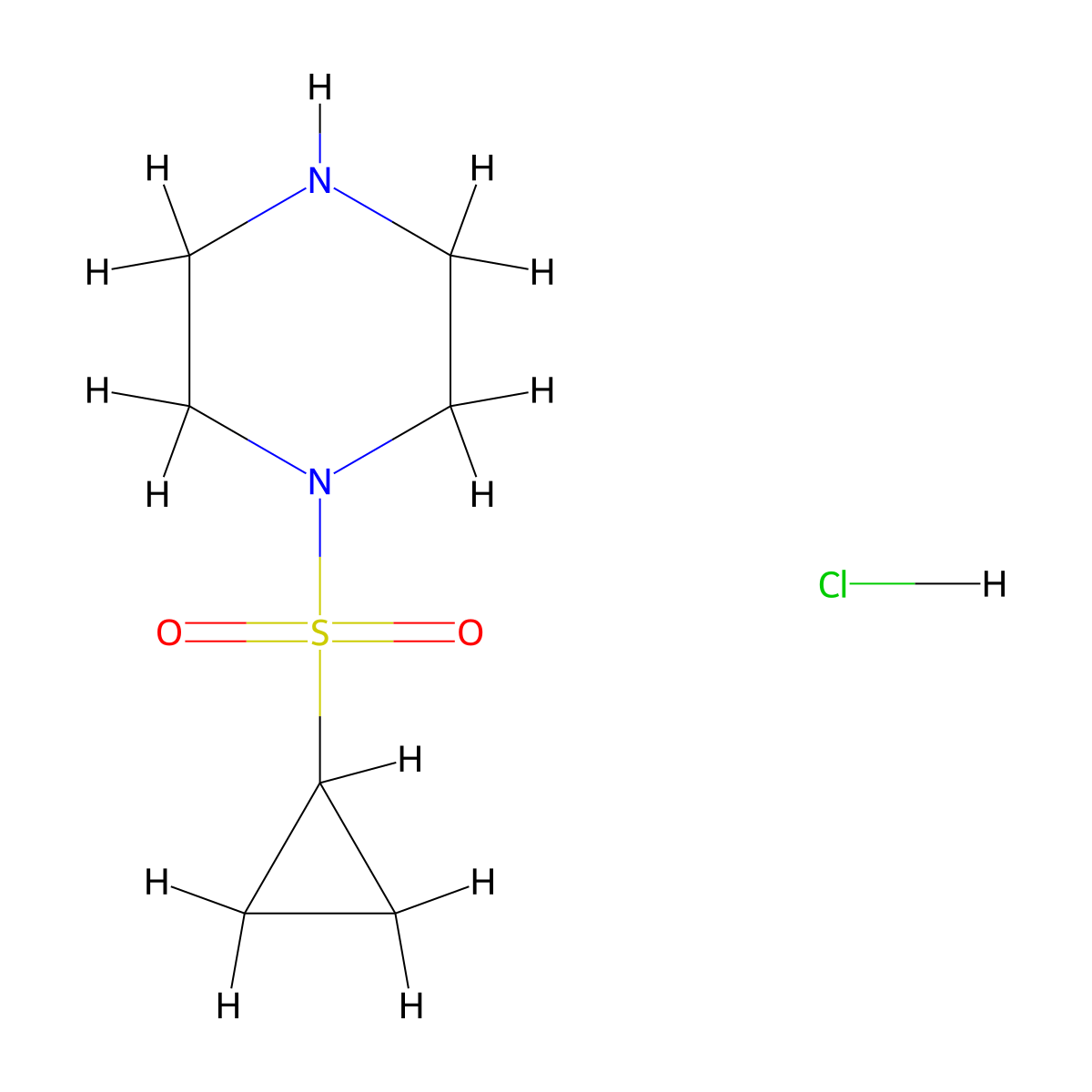 1-(Cyclopropanesulfonyl)piperazine hydrochloride molecular structure, CAS 1057385-13-3