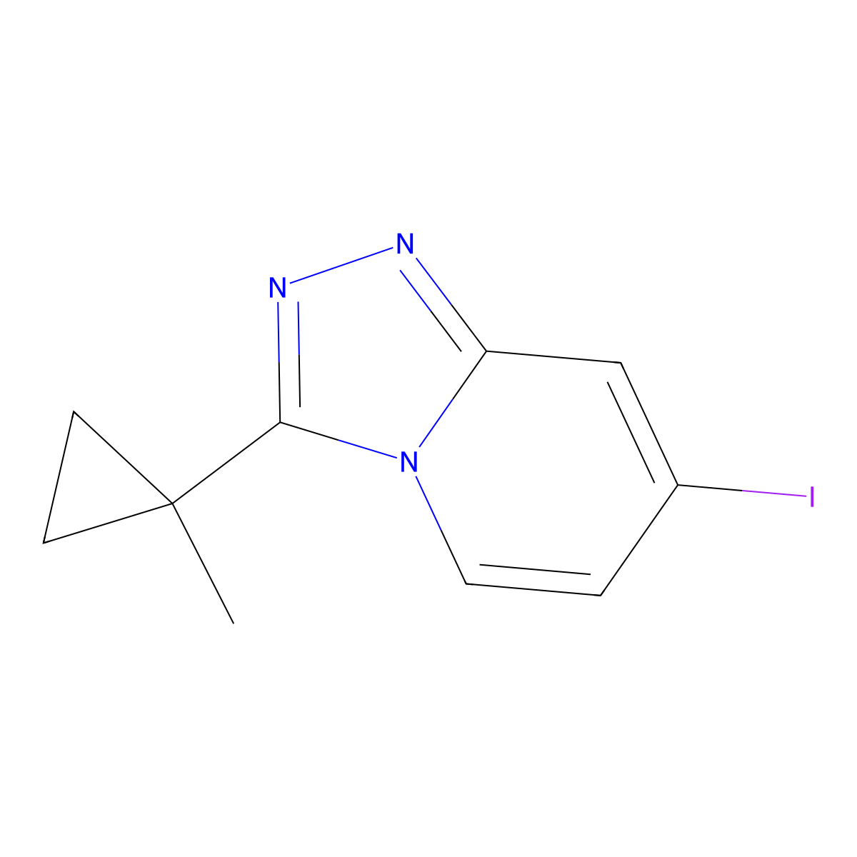 7-Iodo-3-(1-methylcyclopropyl)-[1,2,4]triazolo[4,3-a]pyridine molecular structure, CAS 1057393-50-6