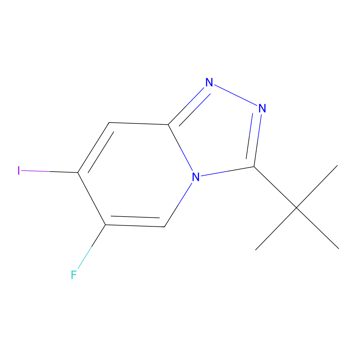 3-(tert-Butyl)-6-fluoro-7-iodo-[1,2,4]triazolo[4,3-a]pyridine molecular structure, CAS 1057393-61-9