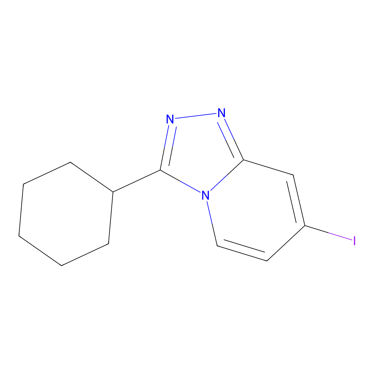 3-Cyclohexyl-7-iodo-[1,2,4]triazolo[4,3-a]pyridine molecular structure, CAS 1057393-73-3