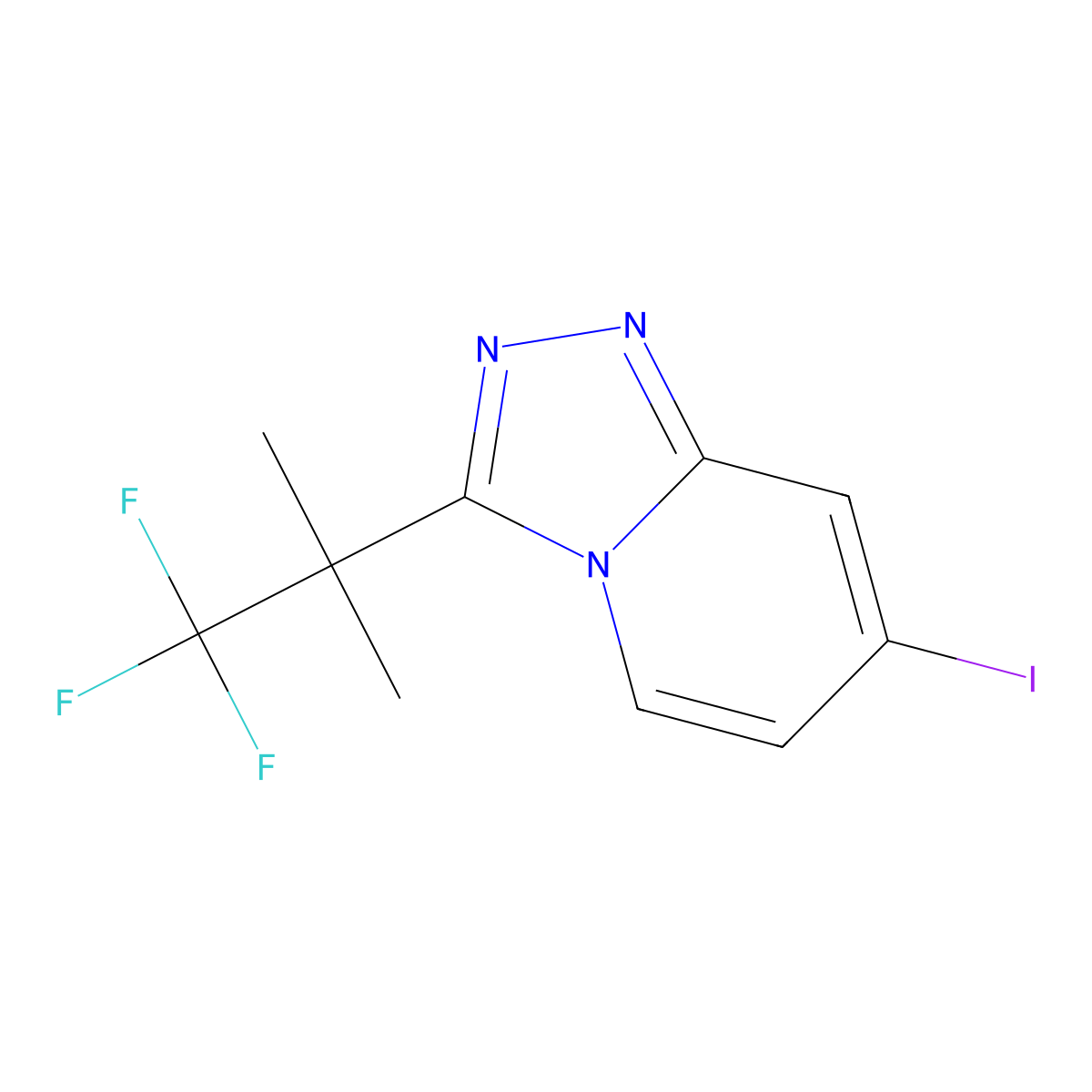 7-Iodo-3-(1,1,1-trifluoro-2-methylpropan-2-yl)-[1,2,4]triazolo[4,3-a]pyridine molecular structure, CAS 1057393-91-5