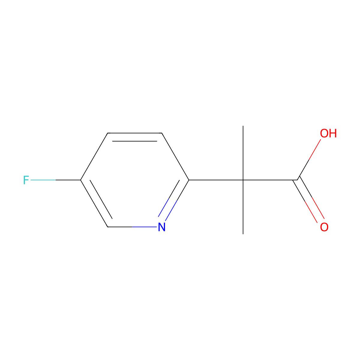 2-(5-Fluoropyridin-2-yl)-2-methylpropanoic acid molecular structure, CAS 1057395-84-2