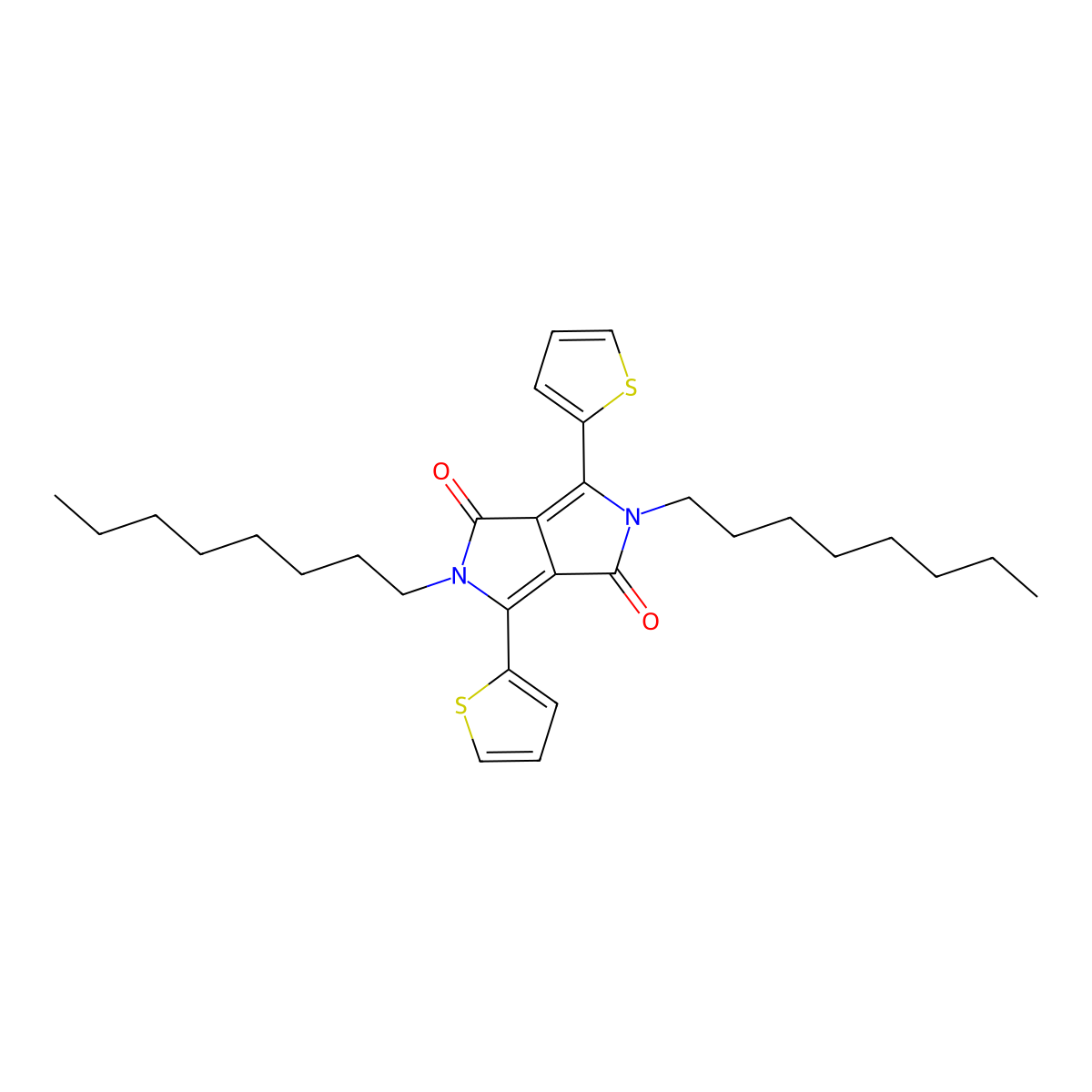 2,5-Dioctyl-3,6-di(thiophen-2-yl)pyrrolo[3,4-c]pyrrole-1,4(2H,5H)-dione molecular structure, CAS 1057401-08-7