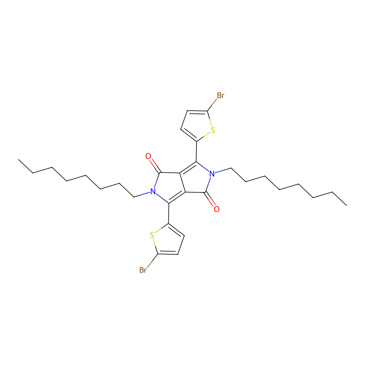 3,6-Bis(5-bromothiophen-2-yl)-2,5-dioctylpyrrolo[3,4-c]pyrrole-1,4(2H,5H)-dione molecular structure, CAS 1057401-13-4