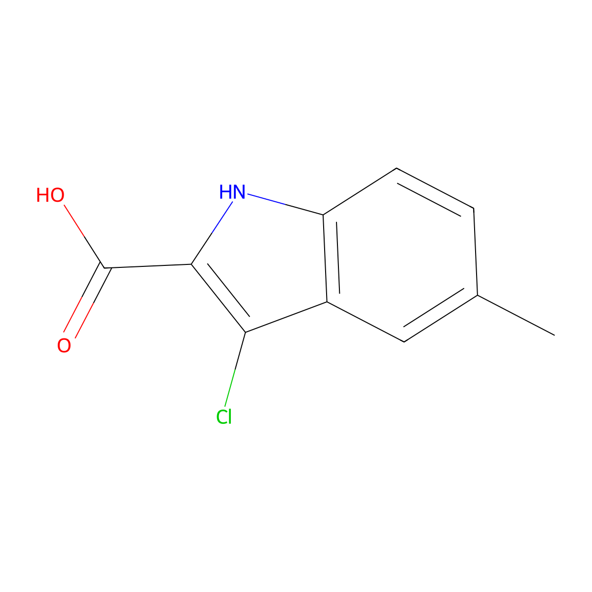 3-chloro-5-methyl-1H-indole-2-carboxylic acid molecular structure, CAS 1057404-44-0