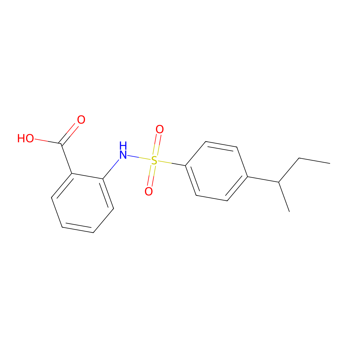 Benzoic acid, 2-[[[4-(1-methylpropyl)phenyl]sulfonyl]amino]- molecular structure, CAS 1057409-93-4
