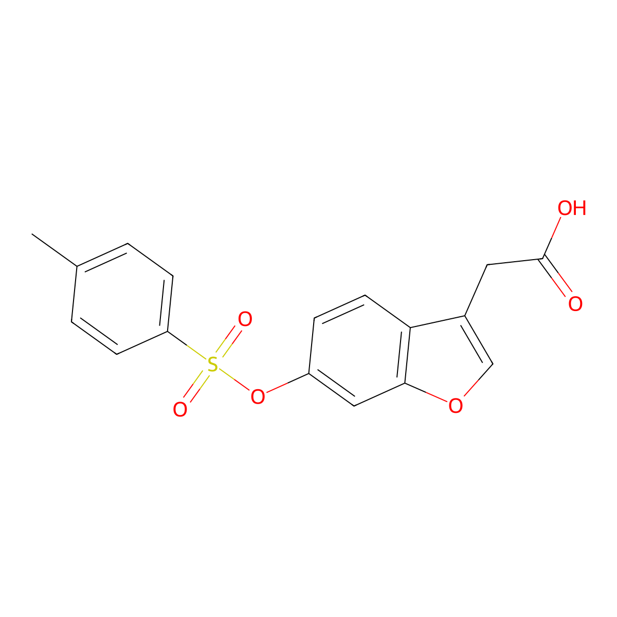 2-{6-[(4-Methylbenzenesulfonyl)oxy]-1-benzofuran-3-yl}acetic acid molecular structure, CAS 1057482-16-2