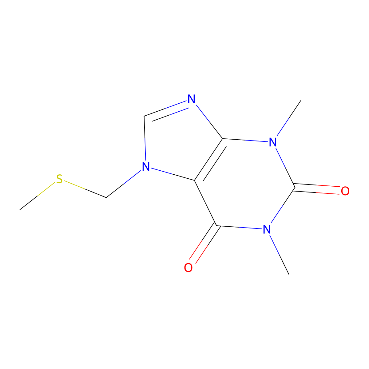 7-((Methylthio)methyl)theophylline molecular structure, CAS 10576-52-0