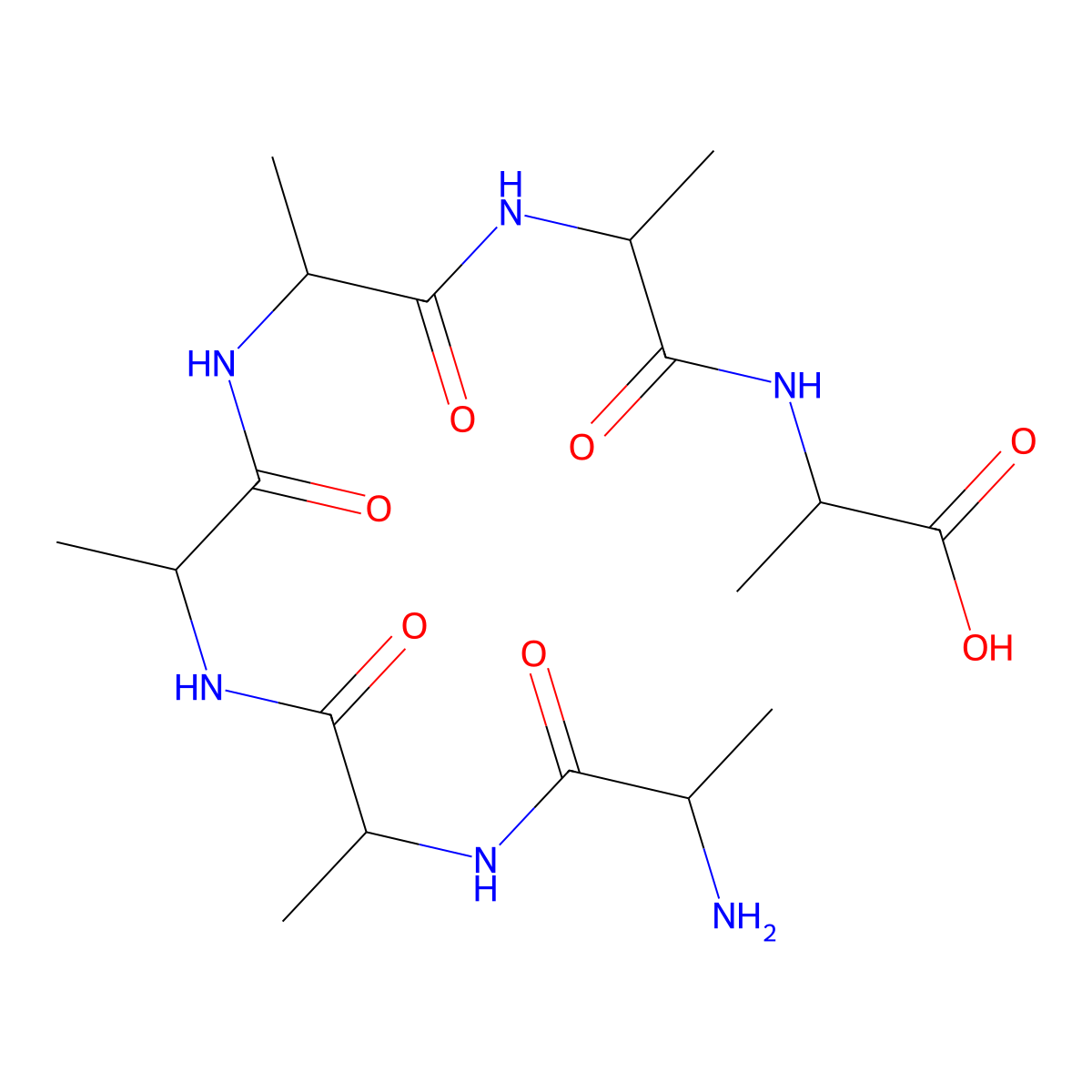 H-Ala-Ala-Ala-Ala-Ala-Ala-OH molecular structure, CAS 10576-91-7