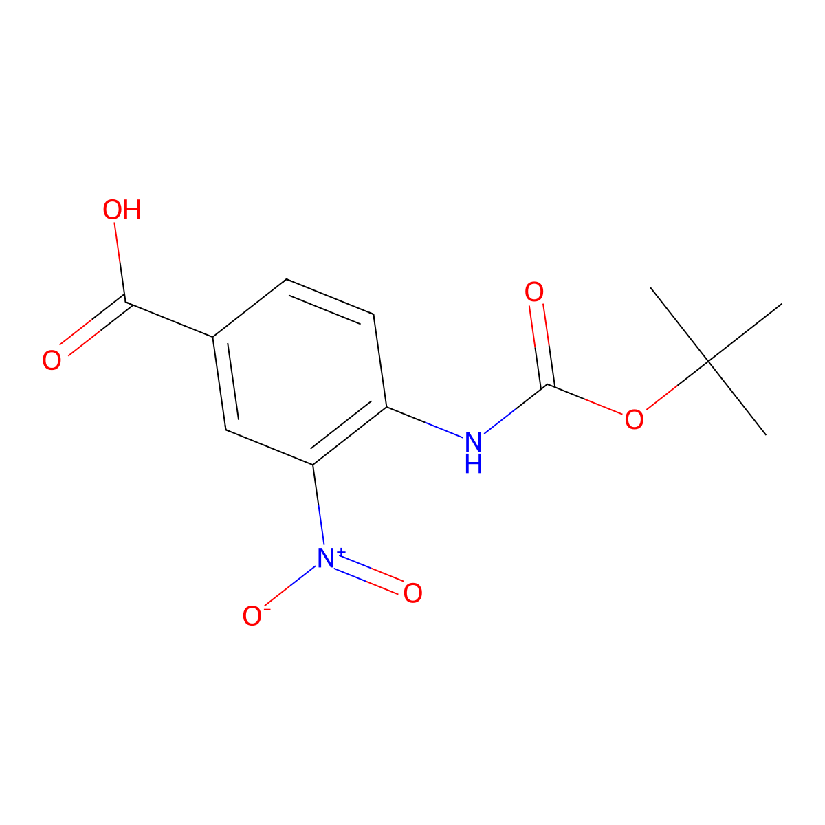 4-((Tert-butoxycarbonyl)amino)-3-nitrobenzoic acid molecular structure, CAS 1057651-25-8