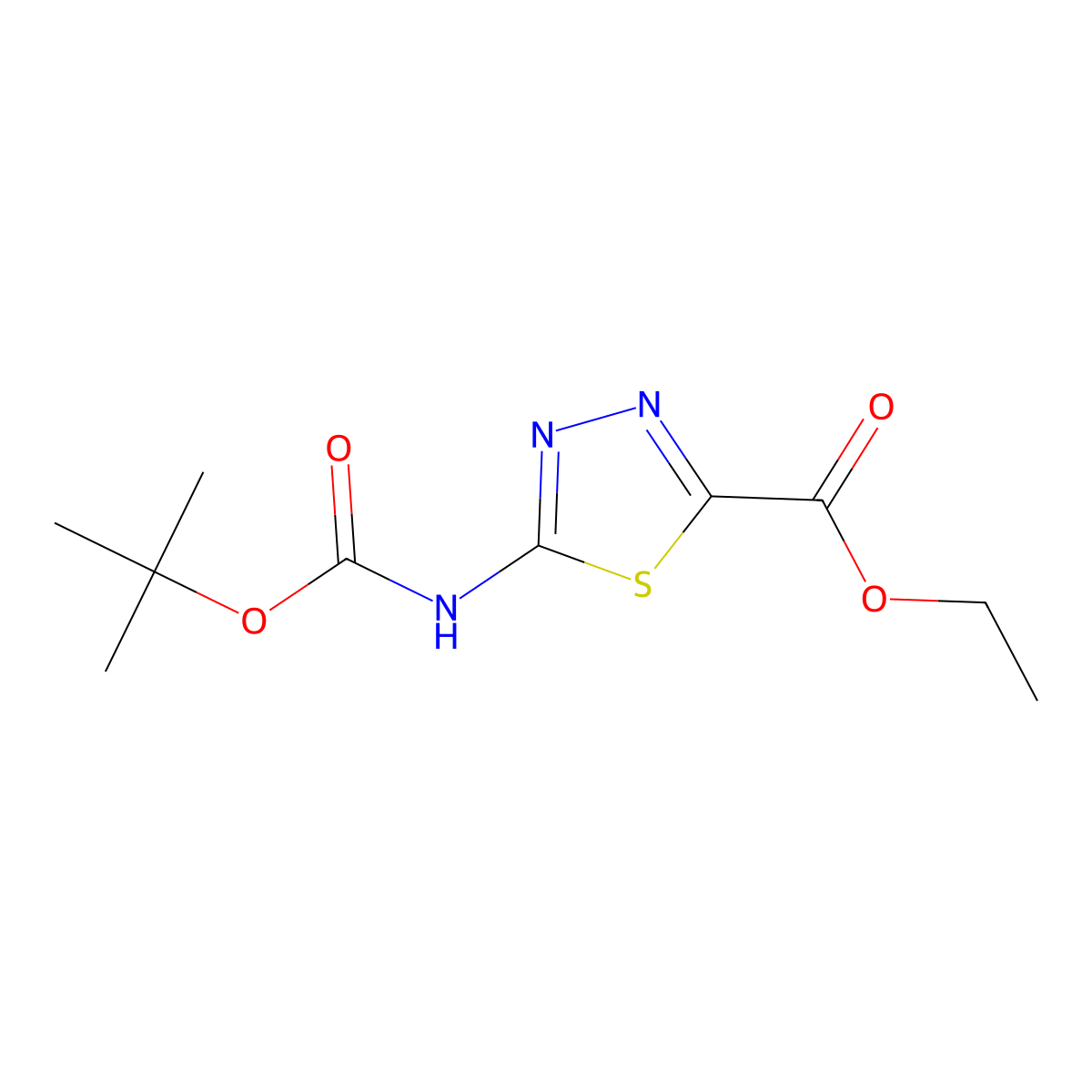 Ethyl 5-[(2-methylpropan-2-yl)oxycarbonylamino]-1,3,4-thiadiazole-2-carboxylate molecular structure, CAS 1057651-41-8