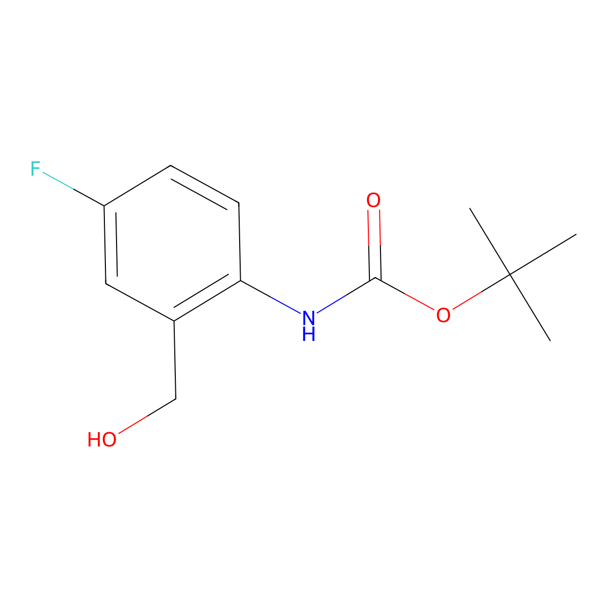 tert-butyl N-[4-fluoro-2-(hydroxymethyl)phenyl]carbamate molecular structure, CAS 1057651-78-1