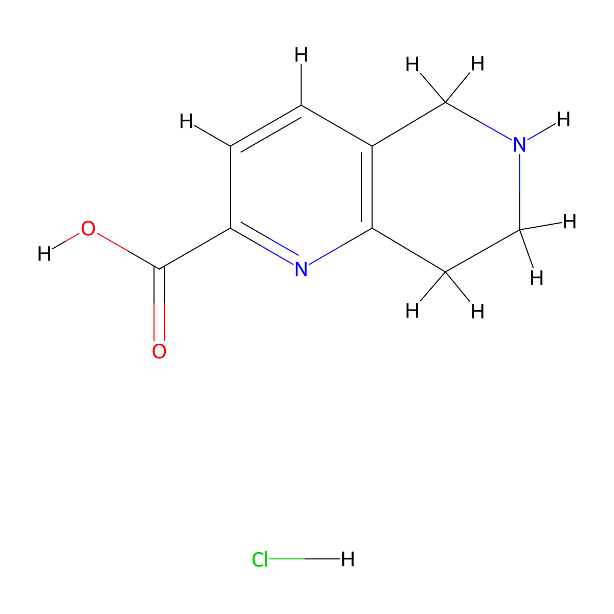 5,6,7,8-Tetrahydro-1,6-naphthyridine-2-carboxylic acid hydrochloride molecular structure, CAS 1057652-51-3