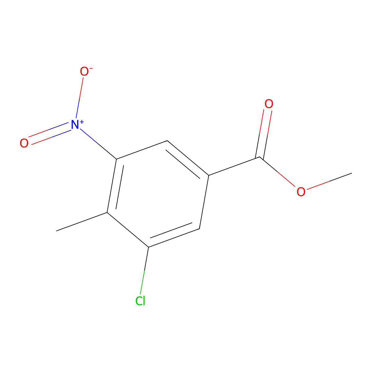 Methyl 3-chloro-4-methyl-5-nitrobenzoate molecular structure, CAS 1057652-84-2