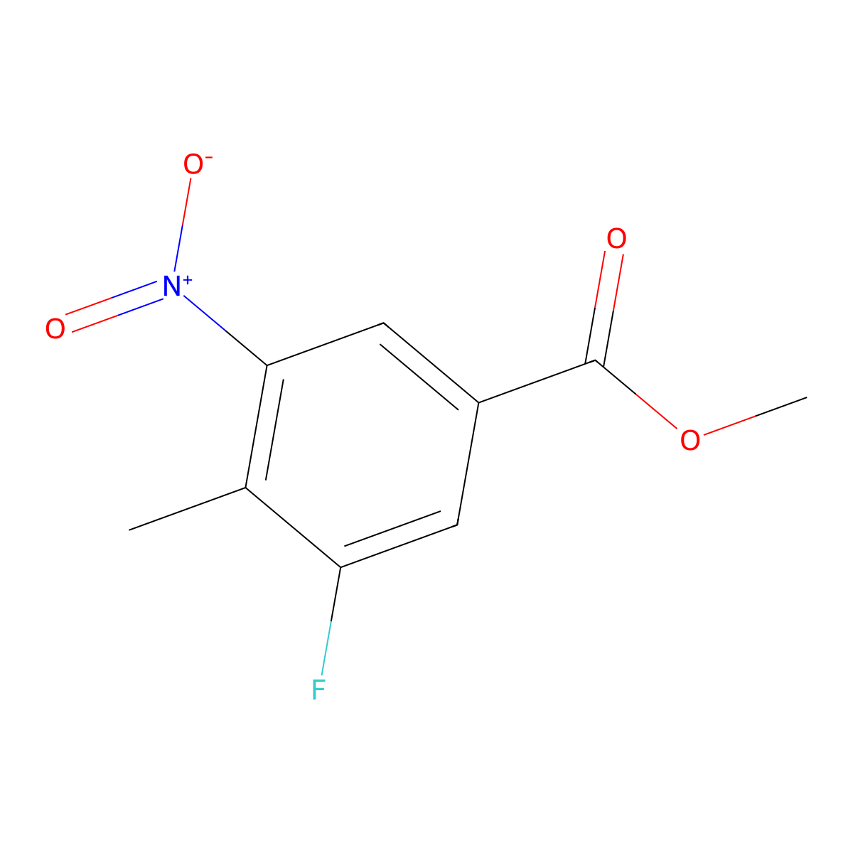 Methyl 3-fluoro-4-methyl-5-nitrobenzoate molecular structure, CAS 1057652-89-7