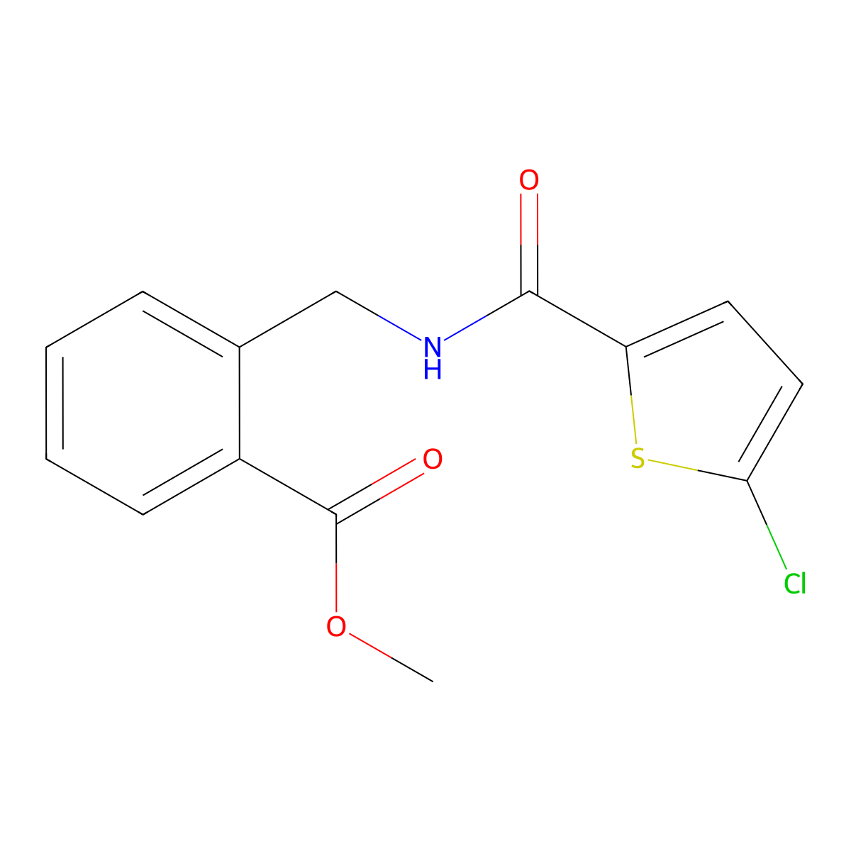 Methyl 2-{[(5-chlorothiophen-2-yl)carbonylamino]methyl}benzoate molecular structure, CAS 1057653-07-2