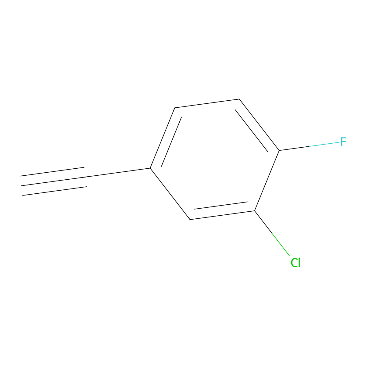 2-Chloro-4-ethynyl-1-fluorobenzene molecular structure, CAS 1057670-04-8