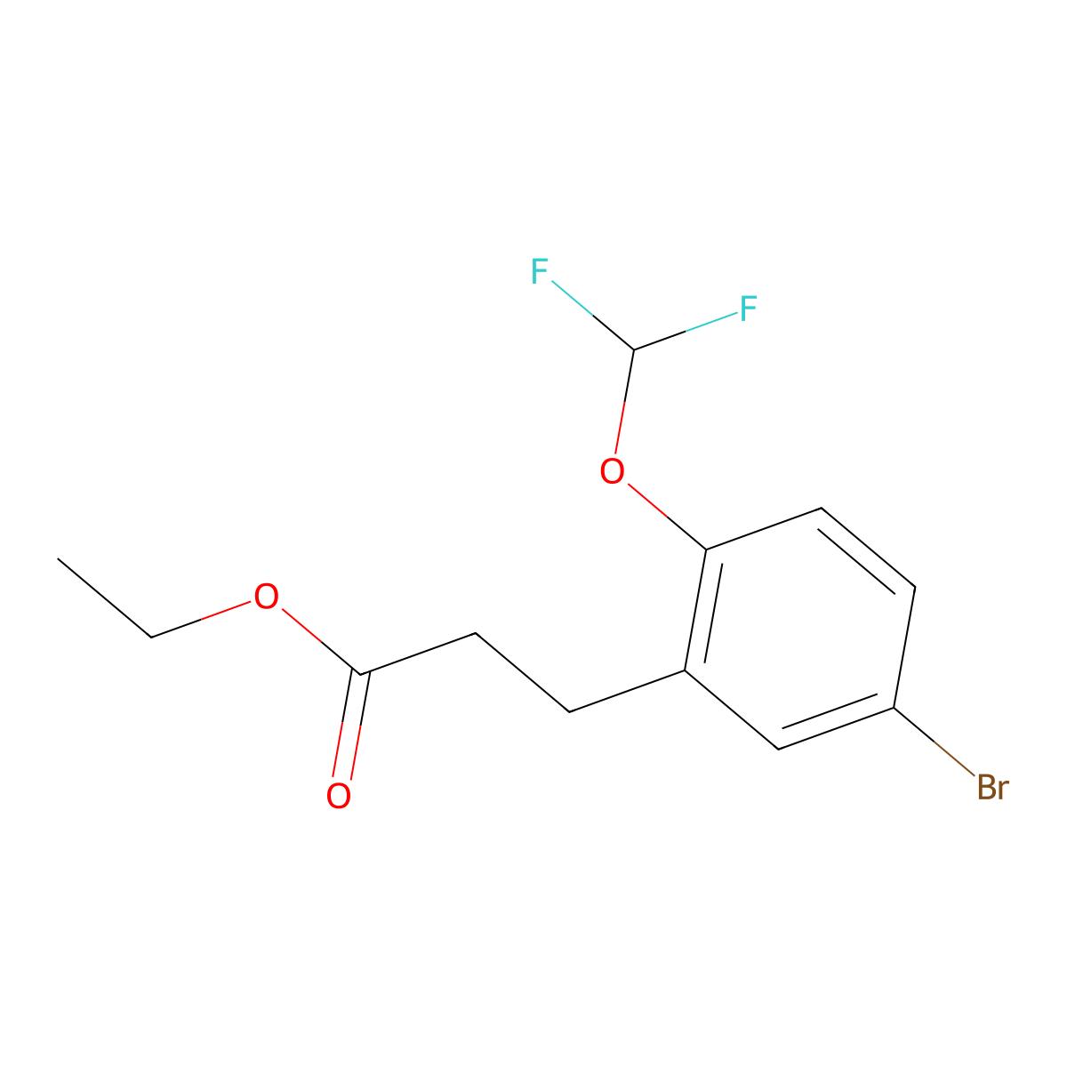 Ethyl 3-[5-bromo-2-(difluoromethoxy)phenyl]propanoate molecular structure, CAS 1057674-78-8