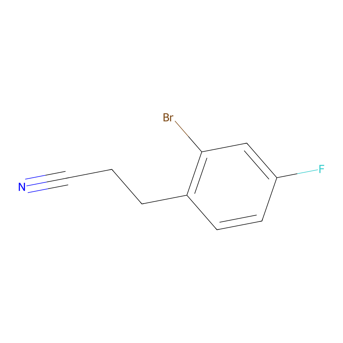 2-Bromo-4-fluorobenzenepropanenitrile molecular structure, CAS 1057676-38-6