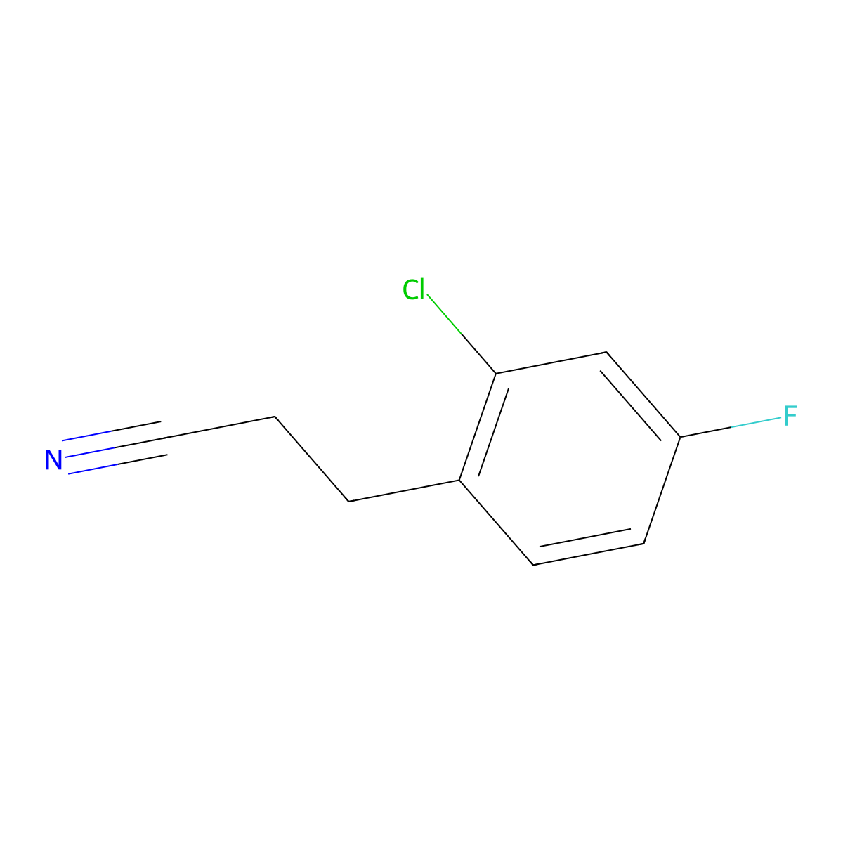 3-(2-Chloro-4-fluorophenyl)propanenitrile molecular structure, CAS 1057676-59-1