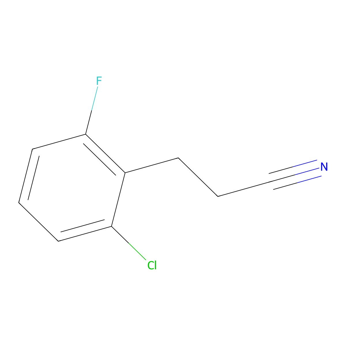 3-(2-Chloro-6-fluorophenyl)propanenitrile molecular structure, CAS 1057676-61-5