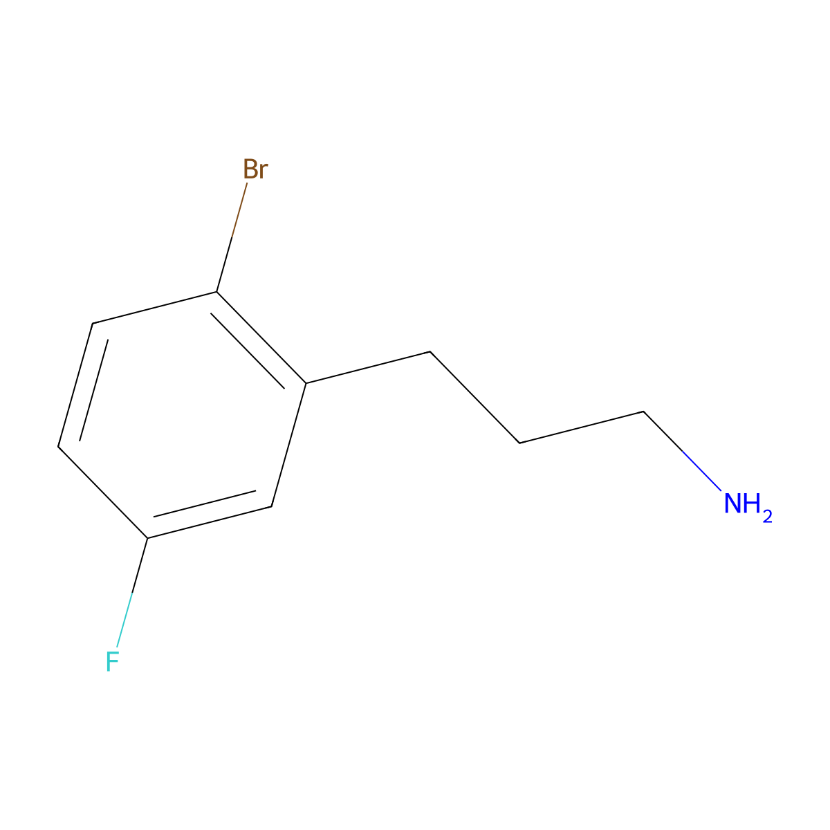 3-(2-Bromo-5-fluorophenyl)propan-1-amine molecular structure, CAS 1057679-72-7