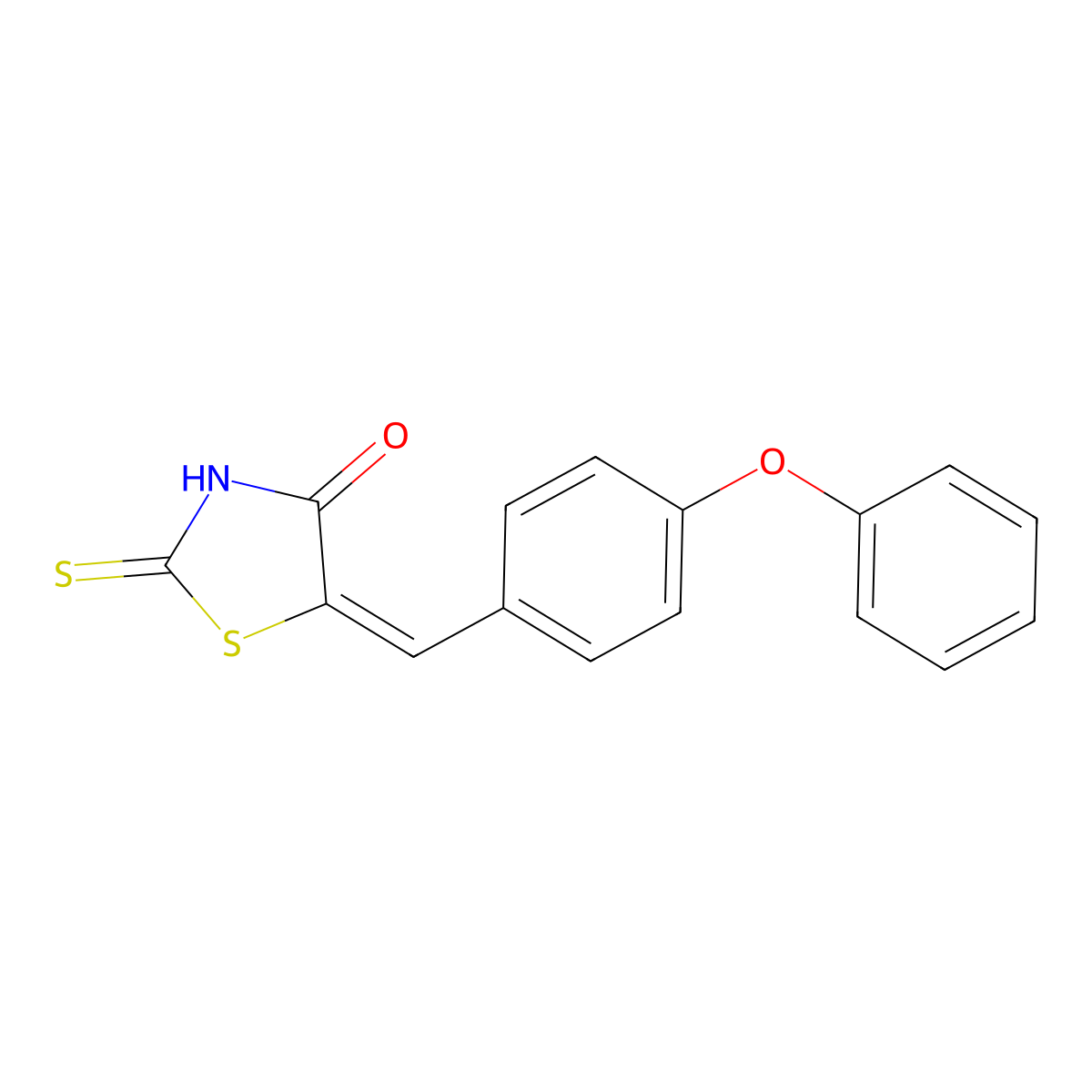 4-Thiazolidinone, 5-[(4-phenoxyphenyl)methylene]-2-thioxo- molecular structure, CAS 105769-26-4