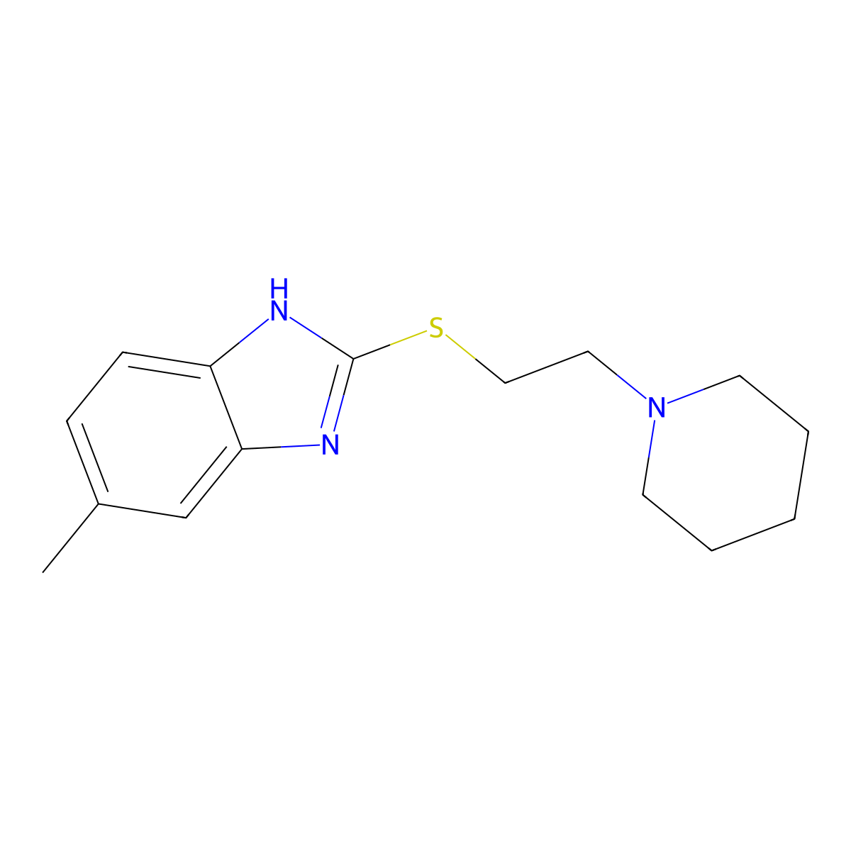 5-methyl-1H-benzimidazol-2-yl 2-(1-piperidinyl)ethyl sulfide molecular structure, CAS 105770-54-5