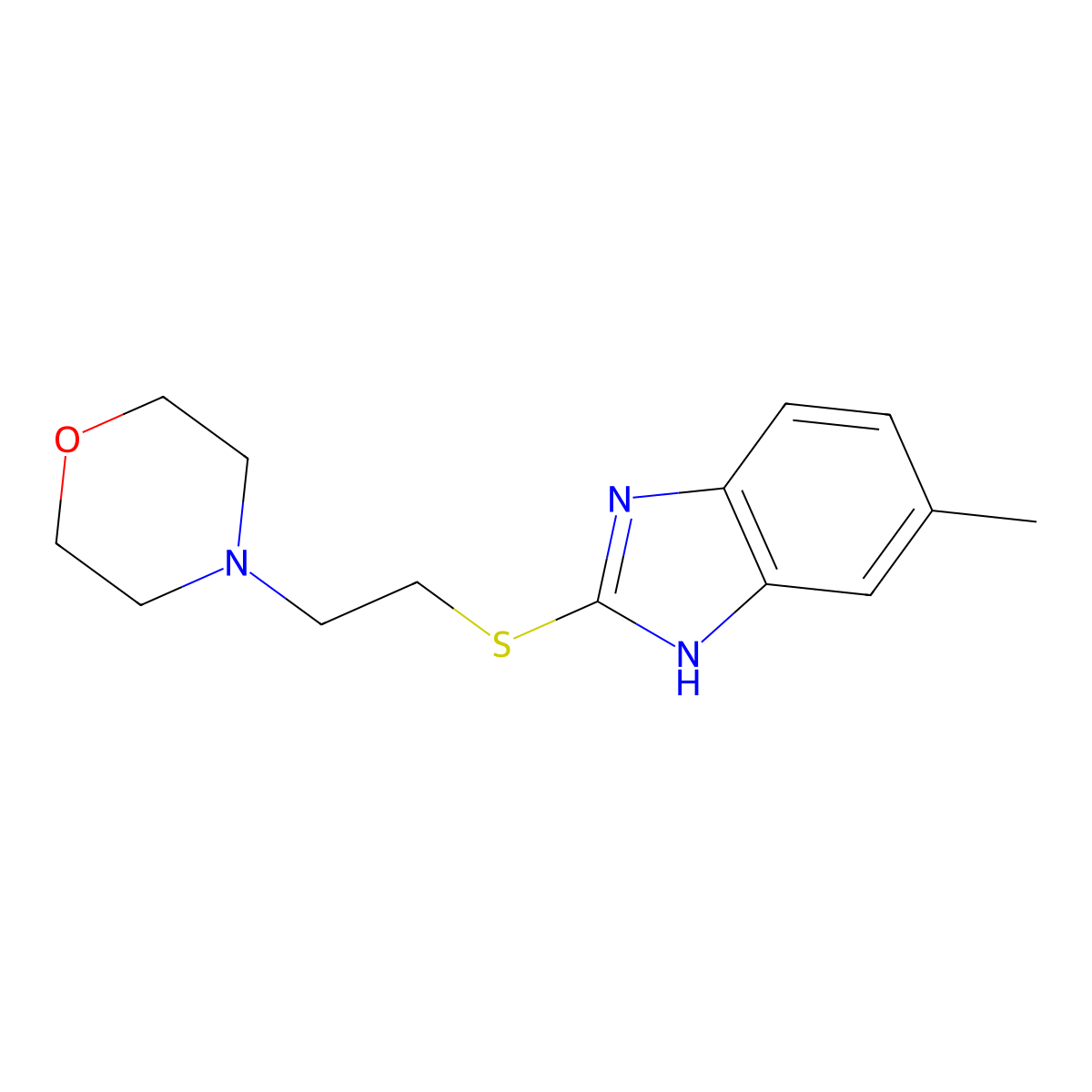 4-[2-[(6-methyl-1H-benzimidazol-2-yl)sulfanyl]ethyl]morpholine molecular structure, CAS 105770-56-7