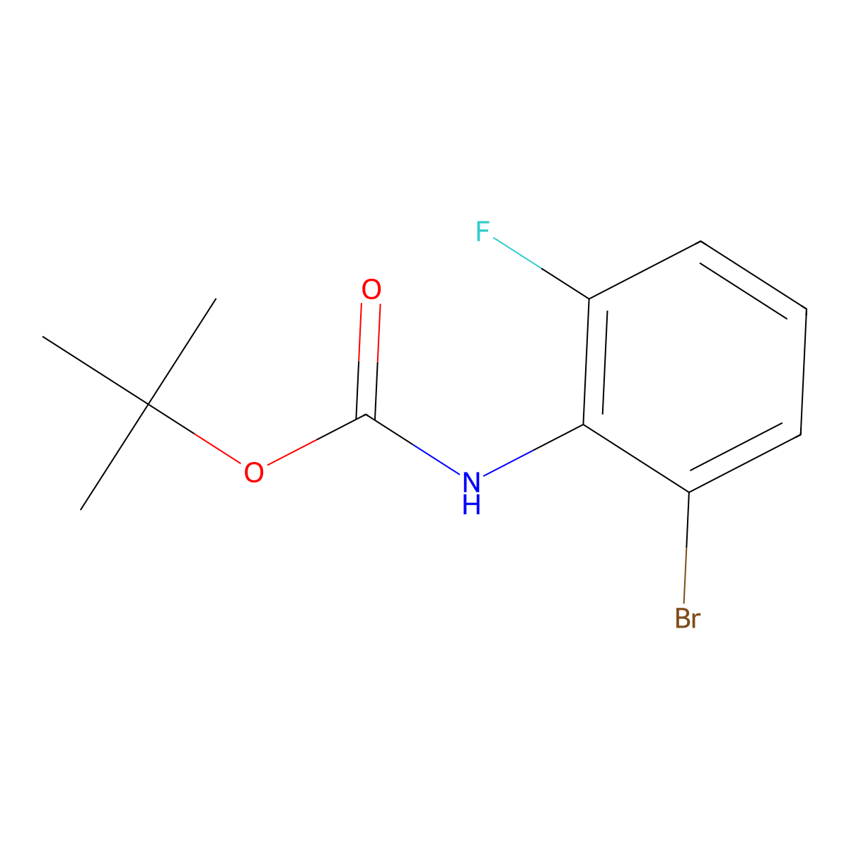 tert-butyl N-(2-bromo-6-fluorophenyl)carbamate molecular structure, CAS 1057720-25-8