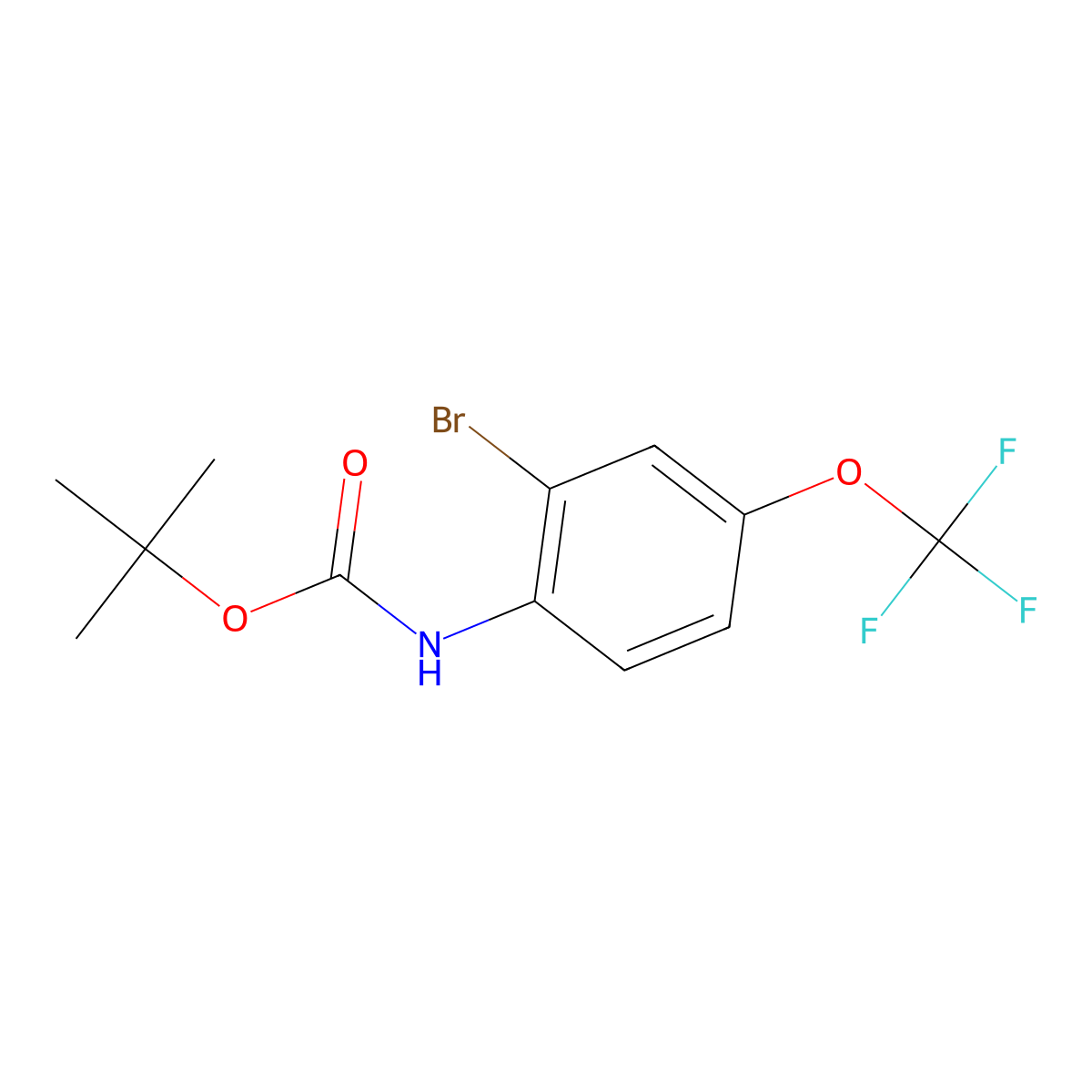 tert-Butyl (2-bromo-4-(trifluoromethoxy)phenyl)carbamate molecular structure, CAS 1057720-35-0