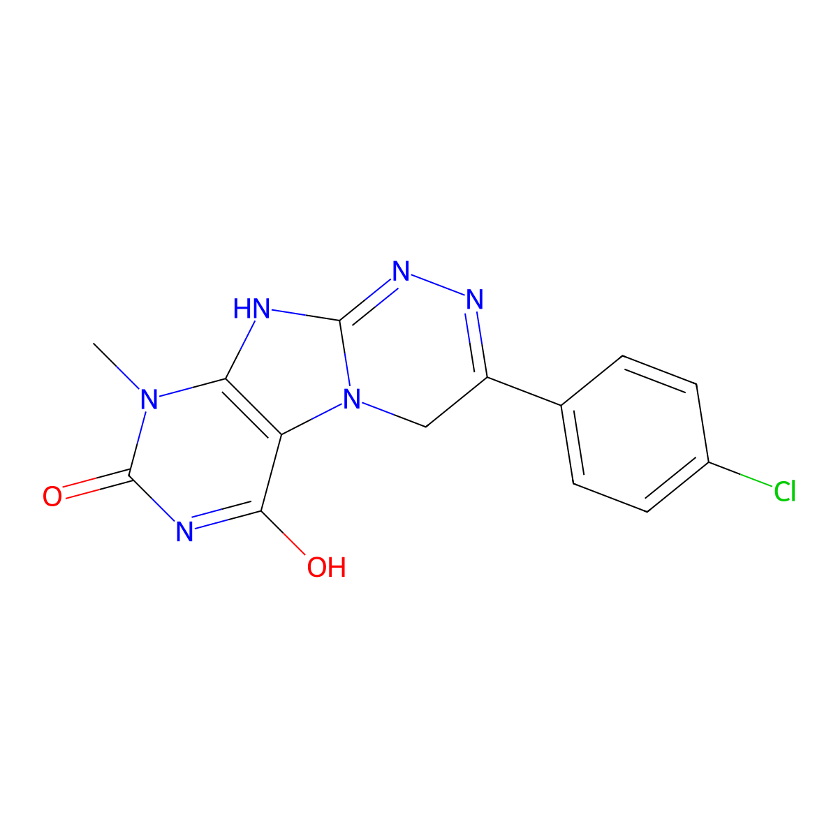3-(4-Chlorophenyl)-9-methyl-1,4-dihydropurino[8,7-c][1,2,4]triazine-6,8-dione molecular structure, CAS 105774-49-0