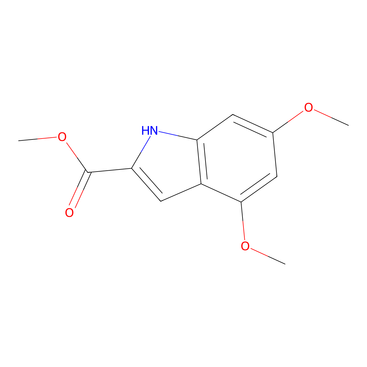 Methyl 4,6-dimethoxy-2-indolecarboxylate molecular structure, CAS 105776-13-4
