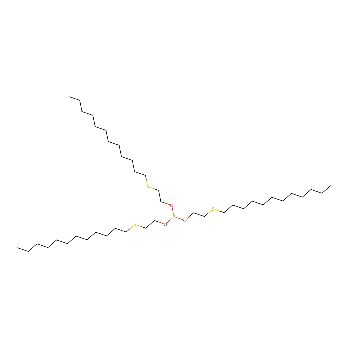 Ethanol, 2-(dodecylthio)-, 1,1',1''-phosphite molecular structure, CAS 10578-66-2