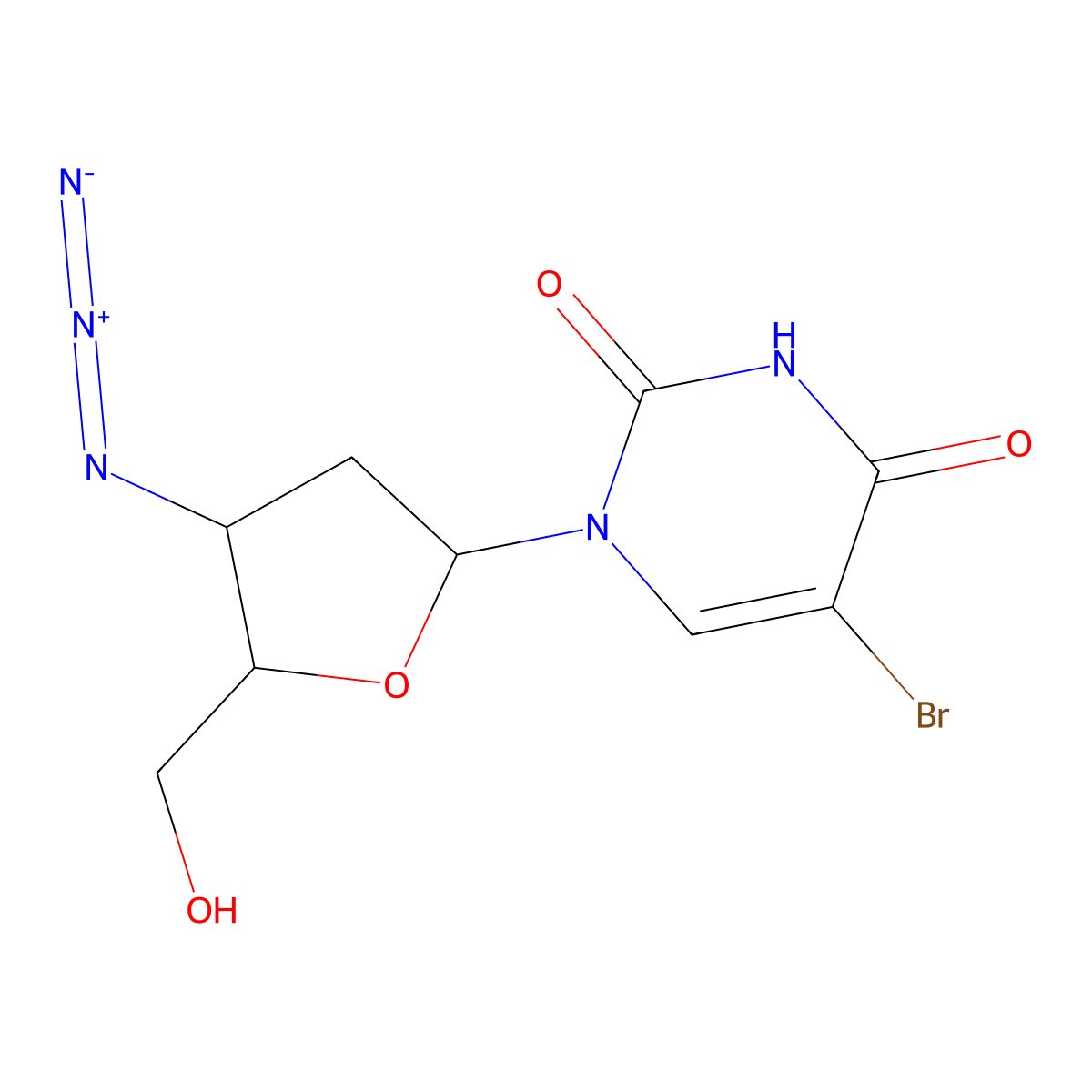 3'-Azido-2',3'-dideoxy-5-bromouridine molecular structure, CAS 105784-82-5