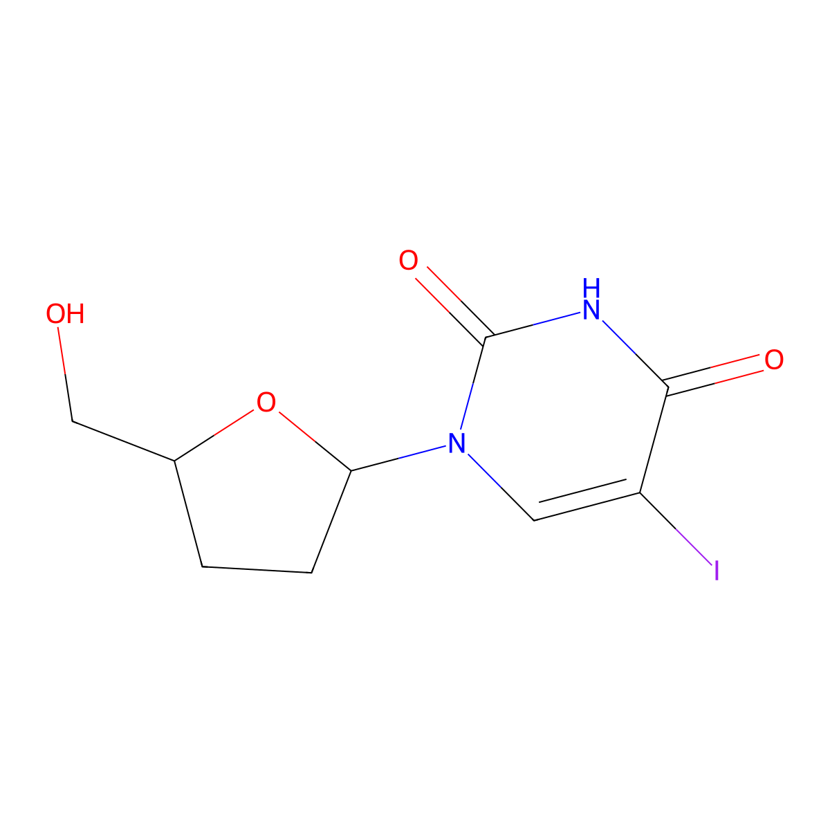 5-Iodo-2',3'-dideoxyuridine molecular structure, CAS 105784-83-6