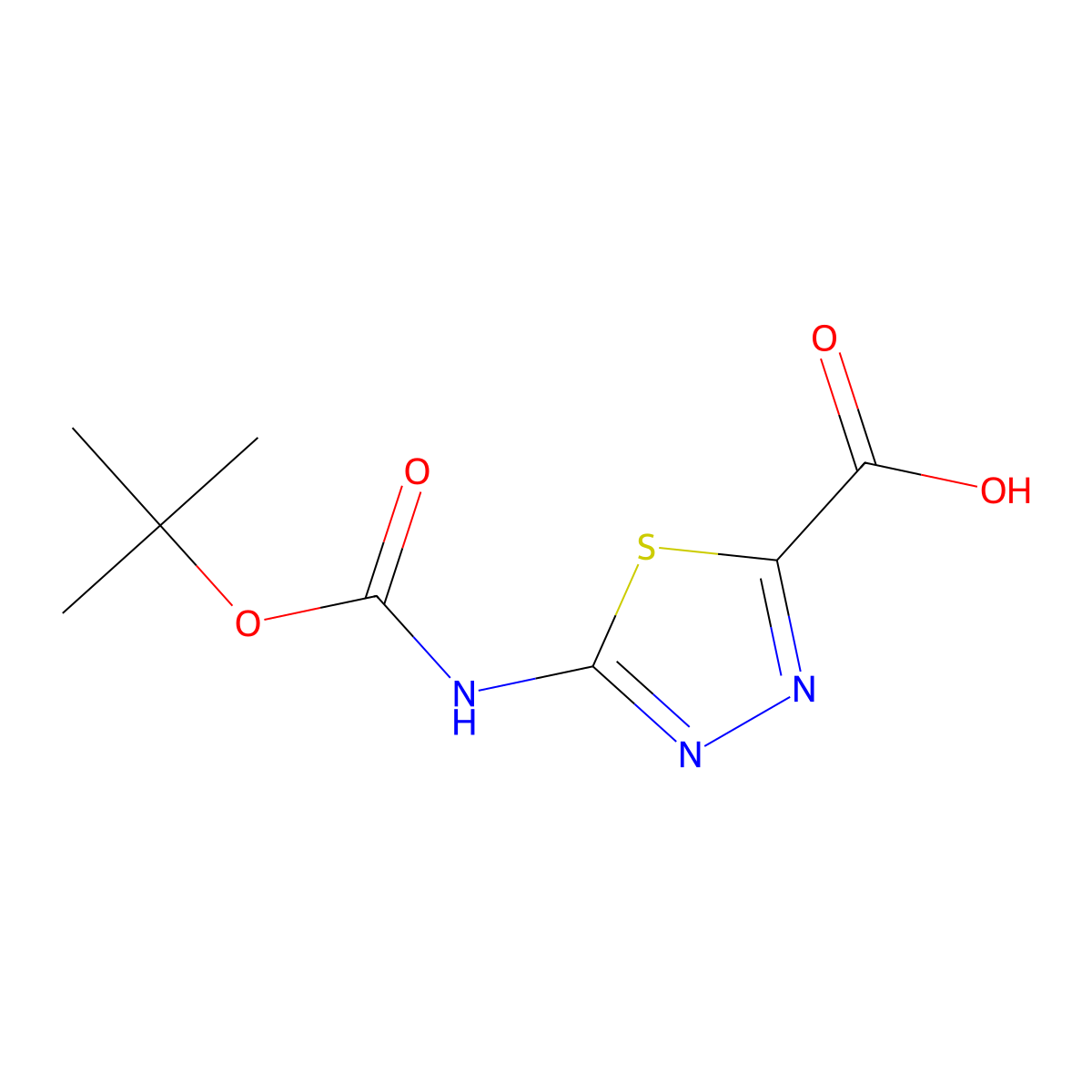 5-((tert-Butoxycarbonyl)amino)-1,3,4-thiadiazole-2-carboxylic acid molecular structure, CAS 1057855-75-0