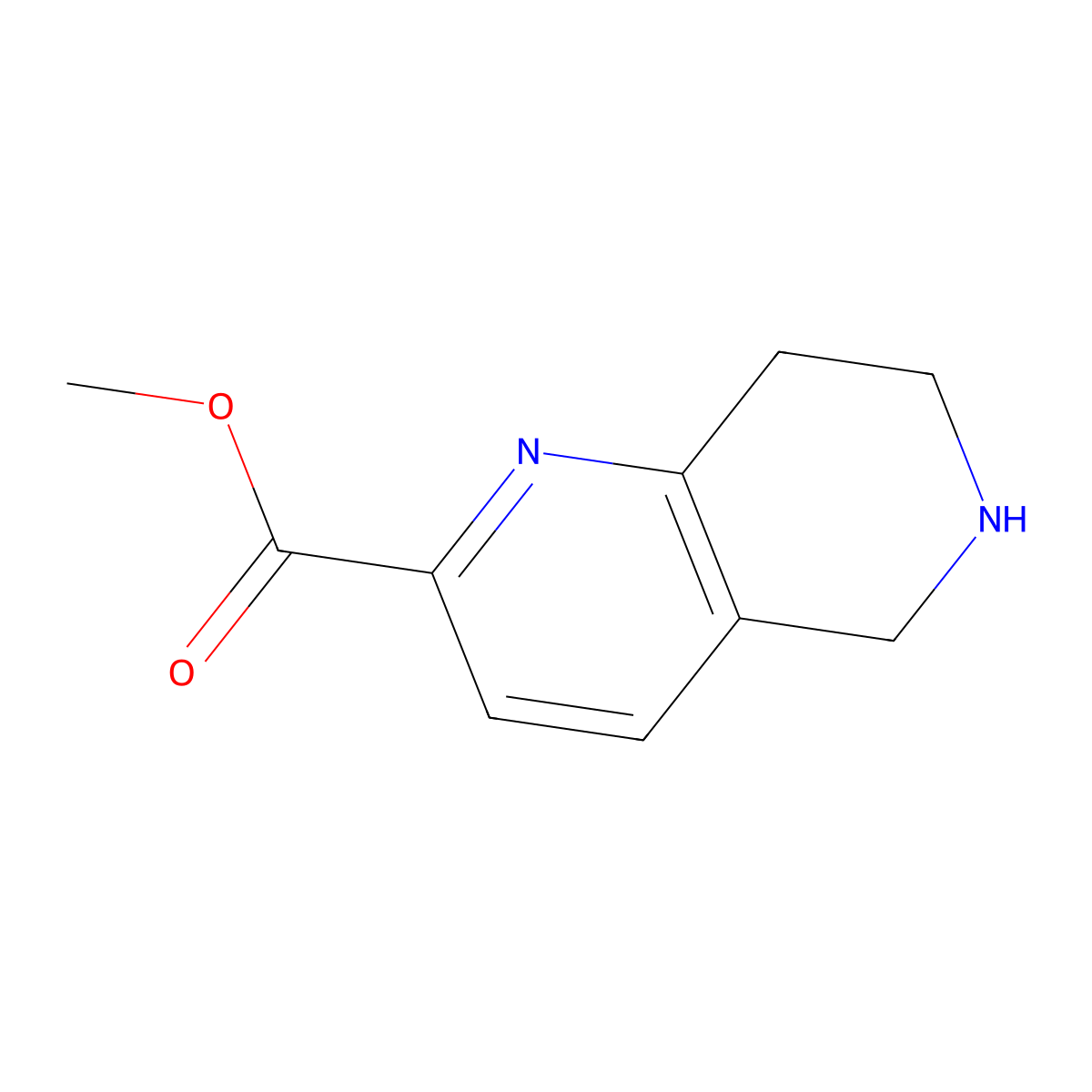 Methyl 5,6,7,8-tetrahydro-1,6-naphthyridine-2-carboxylate molecular structure, CAS 1057855-79-4