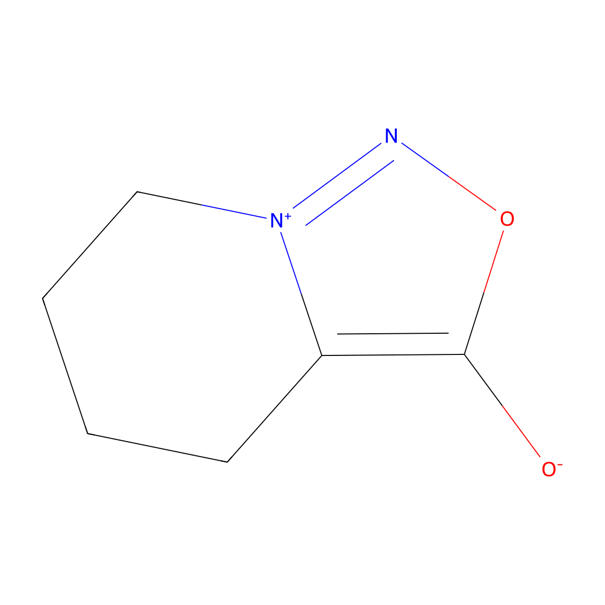 4,5,6,7-Tetrahydro-(1,2,3)oxadiazolo(3,4-a)pyridin-8-ium-3-olate molecular structure, CAS 105786-95-6