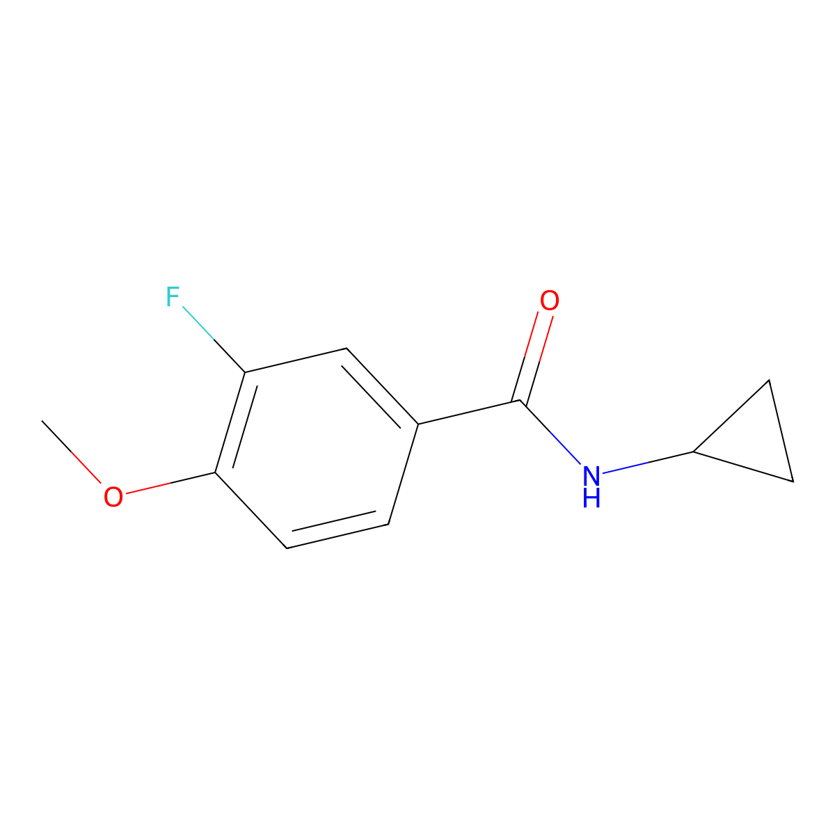 N-cyclopropyl-3-fluoro-4-methoxybenzamide molecular structure, CAS 1057866-91-7